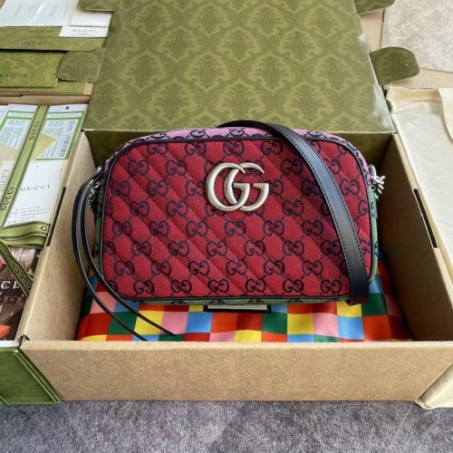 Gucci GG Marmont Többszínű kis válltáska 447632 piros&sárga&zöldpúder