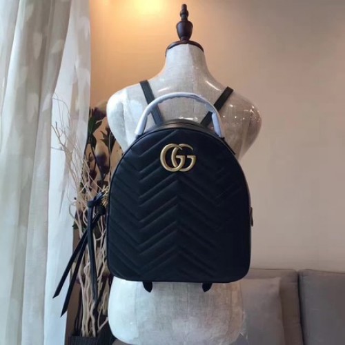 Gucci GG Marmont Steppelt Bőr Hátizsák 476671 Fekete