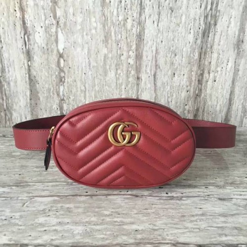 Gucci GG Marmont Steppelt Bőr Táska 476434 Piros