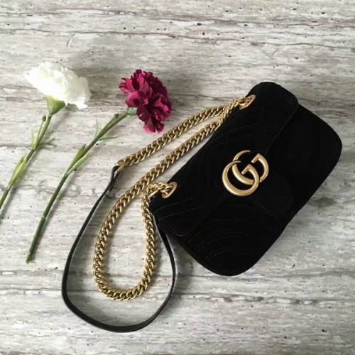Gucci GG Marmont velúr bőr mini válltáska 446744 fekete