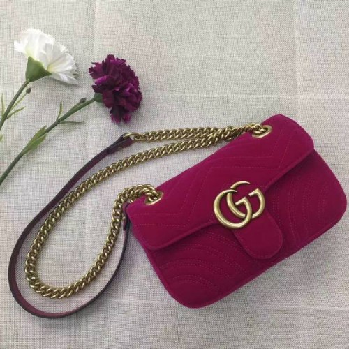 Gucci GG Marmont velúr bőr mini válltáska 446744 bordó