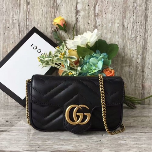 Gucci GG Marmont Bársony Nano Válltáska 476433A Fekete