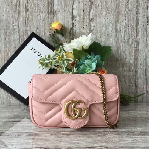 Gucci GG Marmont Bársony Nano Válltáska 476433A Világos Rózsaszín