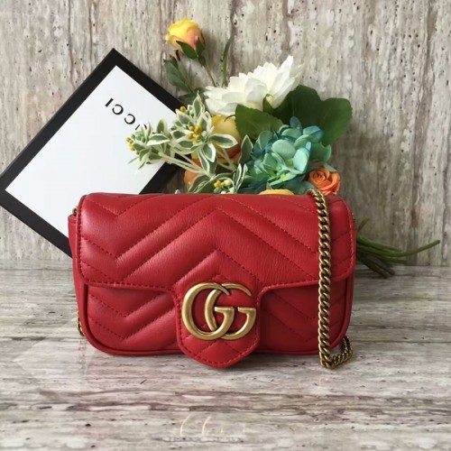 Gucci GG Marmont Bársony Nano Válltáska 476433A Piros