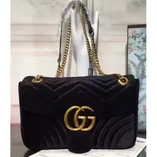 Gucci GG Marmont Bársony Válltáska 443497 Fekete