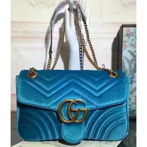 Gucci GG Marmont Bársony Válltáska 443497 Kék
