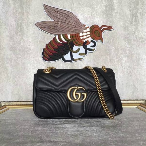 Gucci GG Marmont Ezüstbőr Válltáska 443497A Fekete