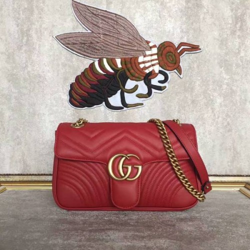 Gucci GG Marmont Ezüstbőr Válltáska 443497A Piros
