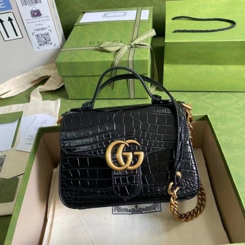 Gucci GG Marmont krokodilbőr mini felső fogantyús táska 547260 fekete