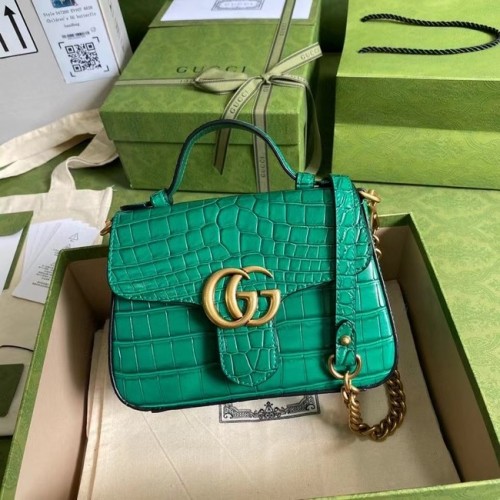 Gucci GG Marmont krokodilbőr mini felső fogantyús táska 547260 zöld