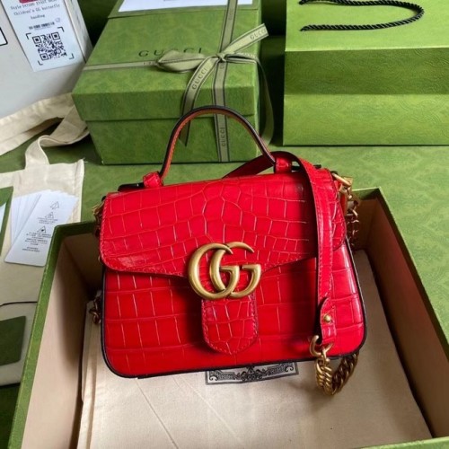 Gucci GG Marmont krokodilbőr mini felső fogantyús táska 547260 piros