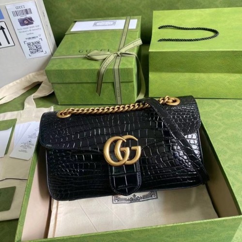 Gucci GG Marmont krokodil mintás kis válltáska 443497 fekete