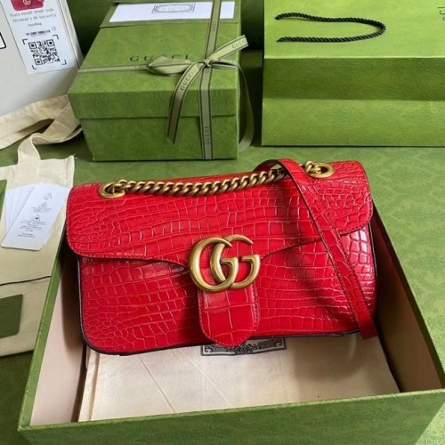 Gucci GG Marmont krokodil mintás kis válltáska 443497 piros