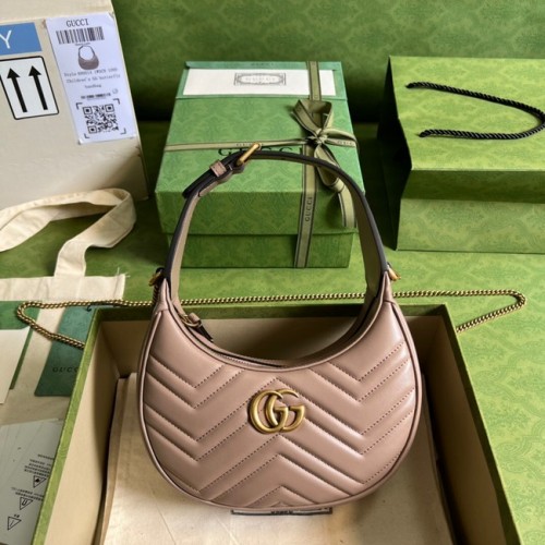 Gucci GG Marmont félhold alakú mini táska 699514 sötét rózsaszín