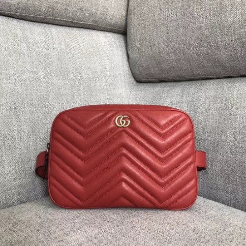 Gucci GG Marmont matelasse övtáska 523380 piros