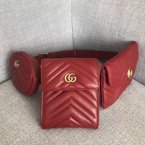 Gucci GG Marmont matelasse övtáska 524597 piros