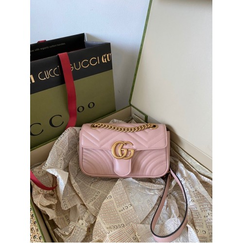Gucci GG Marmont matelasse mini táska 446744 rózsaszín