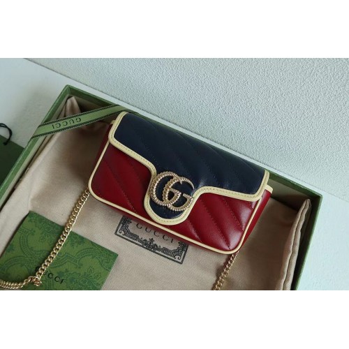 Gucci GG Marmont matelasse mini táska 446744 bordó és sötétkék