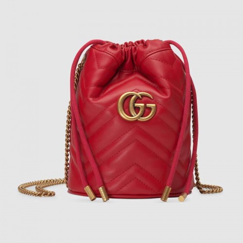 Gucci GG Marmont mini vödörtáska 575163 Hibiszkuszpiros