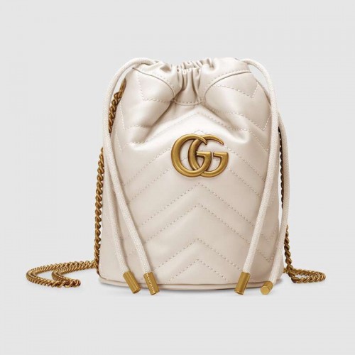 Gucci GG Marmont mini vödörtáska 575163 Fehér