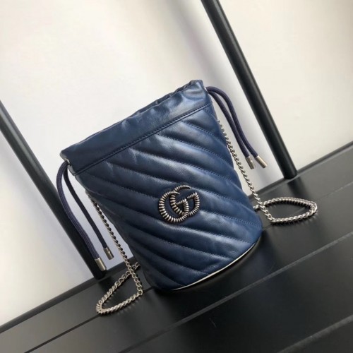 Gucci GG Marmont mini vödörtáska A575163 Sötétkék