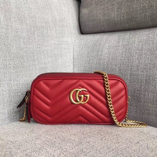 Gucci GG Marmont mini láncos táska 546581 piros