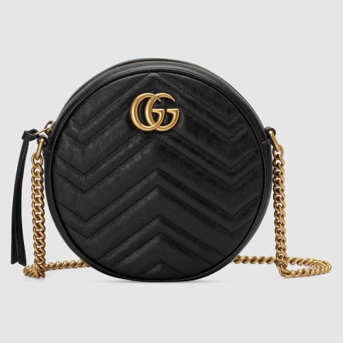 Gucci GG Marmont mini kerek válltáska 550154 fekete