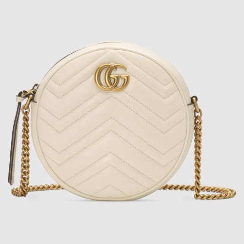 Gucci GG Marmont mini kerek válltáska 550154 fehér