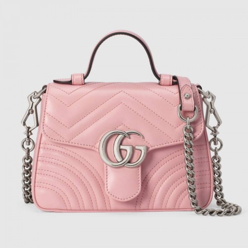 Gucci GG Marmont mini felső fogantyús táska 547260 rózsaszín