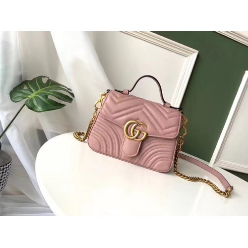 Gucci GG Marmont mini felső fogantyús táska 547260 rózsaszín
