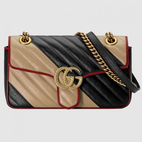 Gucci GG Marmont kis válltáska 443497 Bézs és fekete