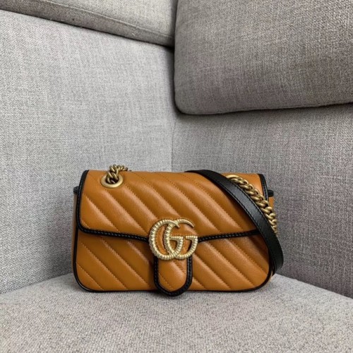 Gucci GG Marmont kis válltáska 446744 Konyakszínű átlós mintás