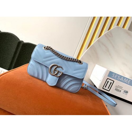 Gucci GG Marmont kis válltáska 446744 Pasztellkék