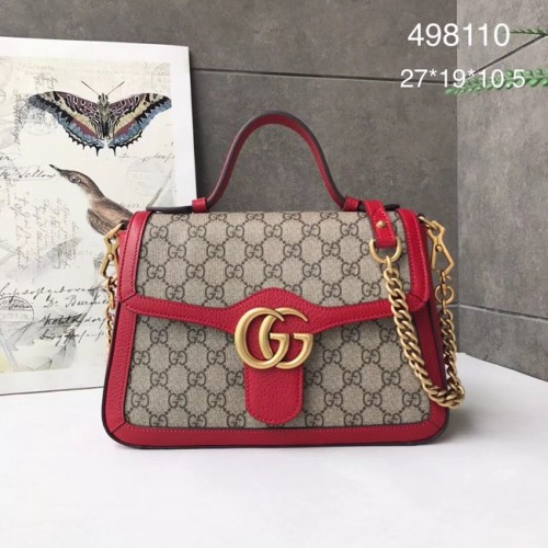 Gucci GG Marmont kis felső fogantyús táska 498110 piros