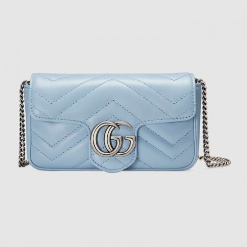 Gucci GG Marmont szuper mini táska 476433 Pasztellkék