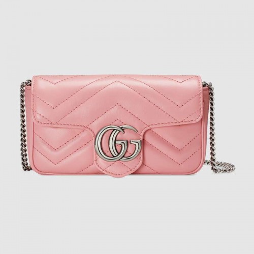 Gucci GG Marmont szuper mini táska 476433 Pasztellrózsaszín