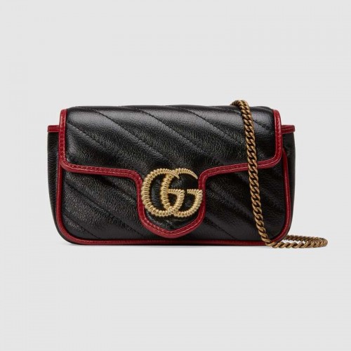 Gucci GG Marmont szuper mini táska 574969 Fekete