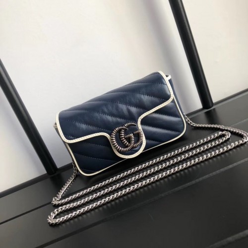 Gucci GG Marmont szuper mini táska 574969 Sötétkék