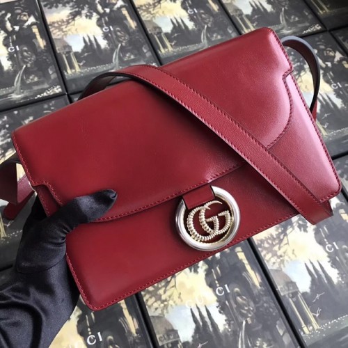 Gucci GG Eredeti Bőr Válltáska 589474 Piros