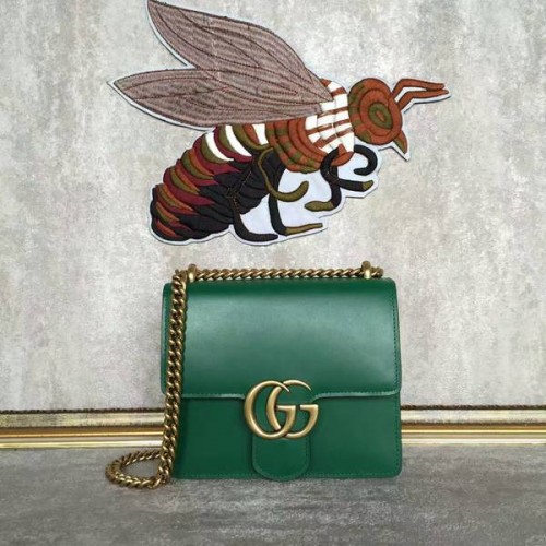 Gucci GG Eredeti Marmont Bőr Válltáska 431384A Zöld