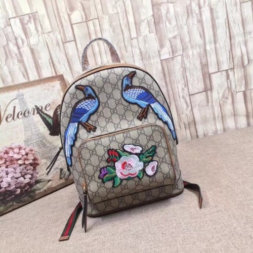 Gucci GG Supreme hátizsák Virág és madár 427042 barna