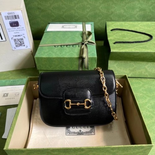 Gucci Horsebit 1955 gyík mini táska 675801 fekete