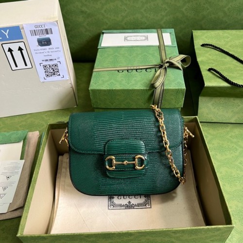 Gucci Horsebit 1955 gyík mini táska 675801 zöld
