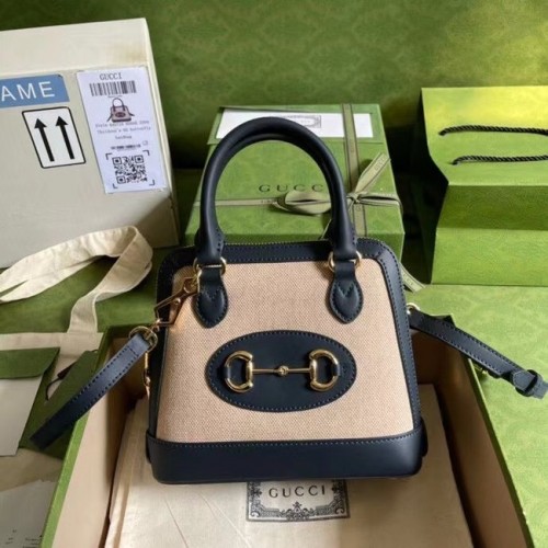 Gucci Horsebit 1955 mini felső fogantyús táska 640716 szövet és kék