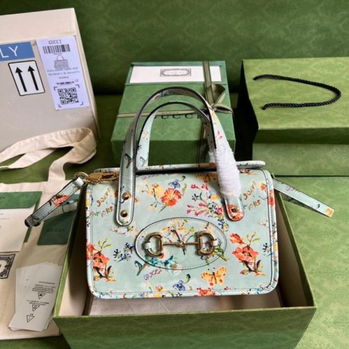 Gucci Horsebit 1955 mini felső fogantyús táska 645453 világoskék