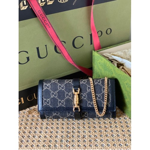 Gucci Jackie 1961 GG láncos pénztárca 652681 kék