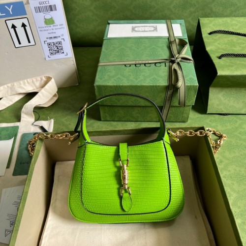 Gucci Jackie 1961 gyík mini táska 675799 Fluoreszkáló zöld