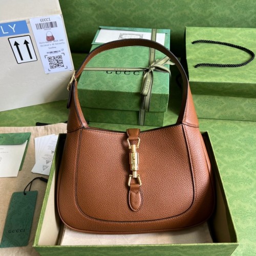 Gucci Jackie 1961 mini természetes bőr hobo táska 637091 barna