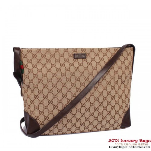 Gucci Nagy Eredeti GG Vászon Messenger Táska 308930 Barna