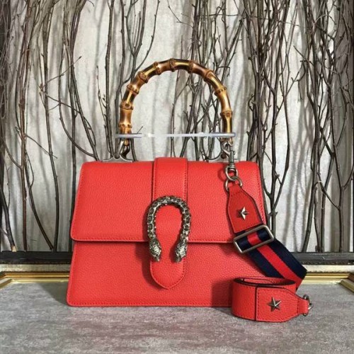 Gucci Now Bambusz Lichee Mintás Bőr Felső Fogantyús Táska 448075 Piros